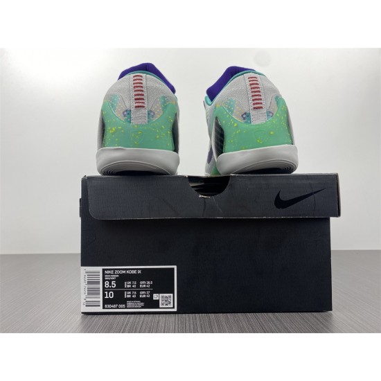 NIKE KOBE 9 GREY GREEN PURPLE 630487-005