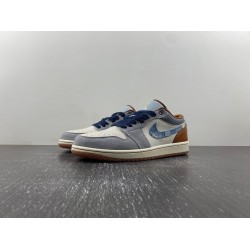 Jordan 1 Low SE Phantom Repaired Denim Swoosh Men's FZ5042-041