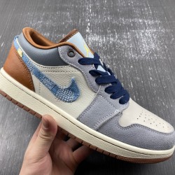 Jordan 1 Low SE Phantom Repaired Denim Swoosh Men's FZ5042-041