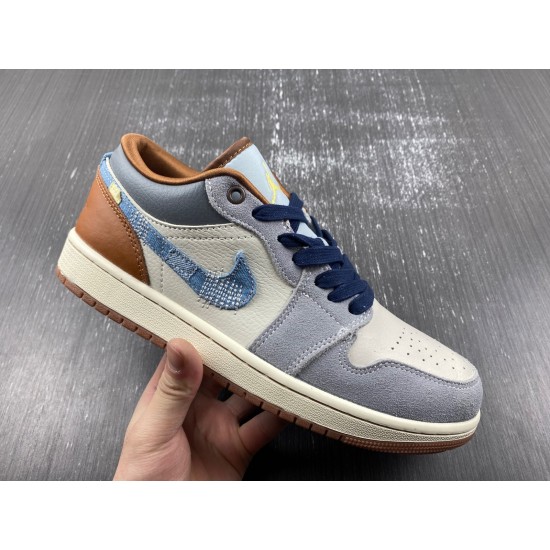 Jordan 1 Low SE Phantom Repaired Denim Swoosh Men's FZ5042-041