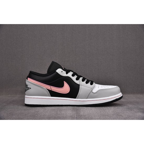 Jordan 1 Low Black Grey Pink Men's - 553558-062