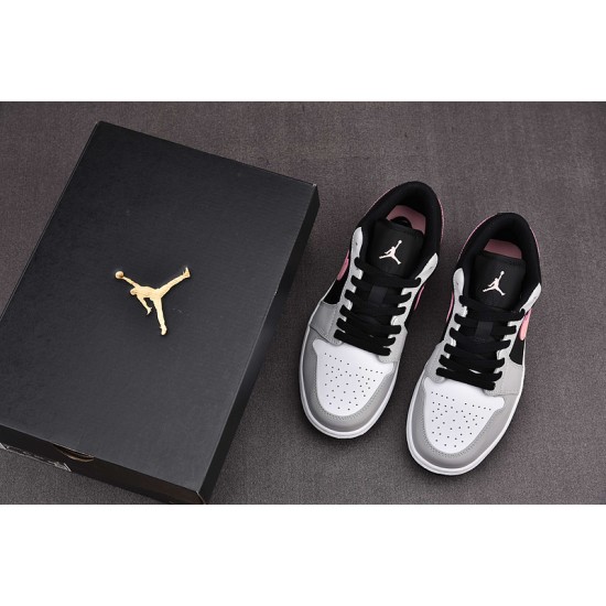 Jordan 1 Low Black Grey Pink Men's - 553558-062