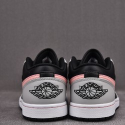 Jordan 1 Low Black Grey Pink Men's - 553558-062