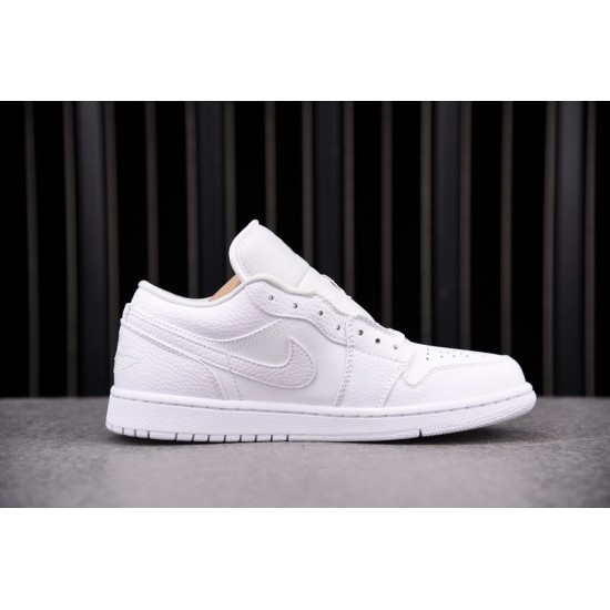 Jordan 1 Low Triple White Tumbled Leather Men's 553558-130