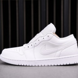 Jordan 1 Low Triple White Tumbled Leather Men's 553558-130