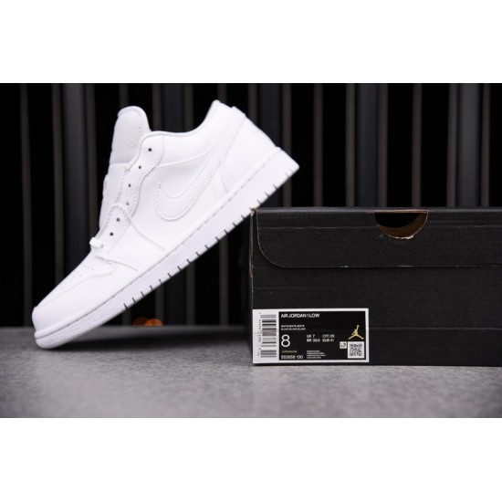 Jordan 1 Low Triple White Tumbled Leather Men's 553558-130