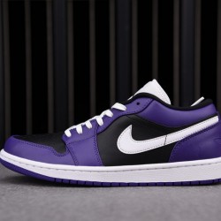 Jordan 1 Low Court Purple Black Men's - 553558-501