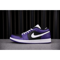 Jordan 1 Low Court Purple Black Men's - 553558-501