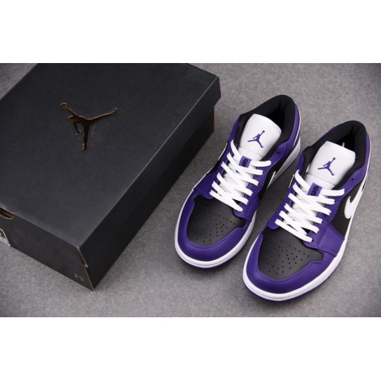 Jordan 1 Low Court Purple Black Men's - 553558-501