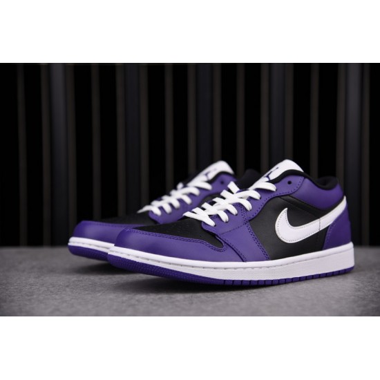 Jordan 1 Low Court Purple Black Men's - 553558-501